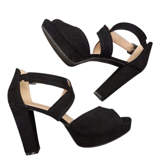 TORTA CALIENTE Black Heels Ladies 9W Criss Cross Strappy Open Toe Sandal Pumps - Picture 6 of 12